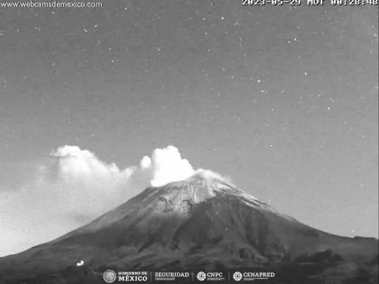El Popocatépetl emite nueve exhalaciones con mil 425 minutos